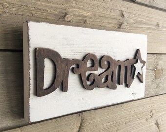 Reclaimed Wood "Dream" Sign | Shabby Chic Cottage Decor