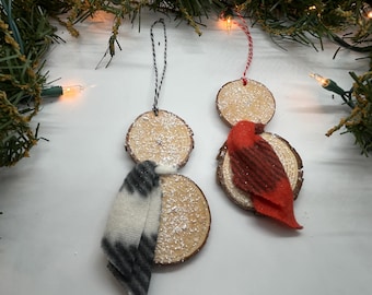 Boxed Set of Six Rustic Snowman Ornaments – Handmade Farmhouse Christmas Decor