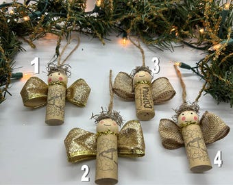 Handmade Wine Cork Angel Ornament – Rustic Christmas Decoration