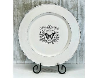 Upcycled 13" Vintage Metal Tray, Hand Painted With a French Country Transfer