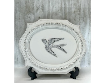 French Country Inspired Upcycled Wooden Picture Frame With Handmade Clay Applique