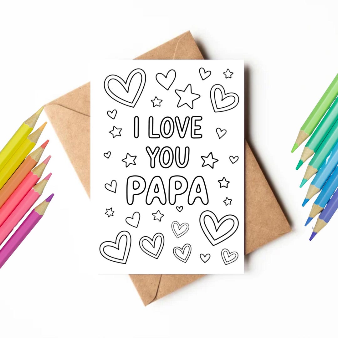 Printable Coloring Card for Papa | Color Your Own | Last Minute Gift ...