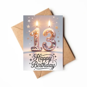 Biglietto di auguri per il 13° compleanno / Biglietto stampabile / Biglietto di auguri per festeggiare una ragazza di tredici anni / Biglietto di auguri di compleanno unico / Biglietto di auguri per il 13° compleanno stampato