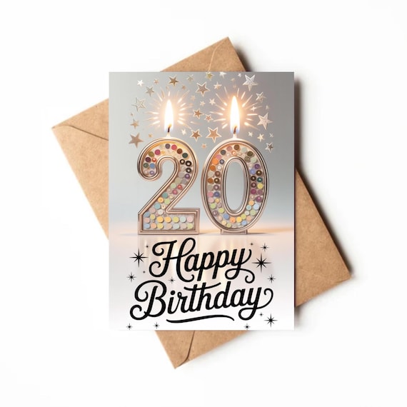 20歳の誕生日カード | 印刷可能なカード | 20歳の女性へのカード