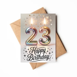 23e anniversaire | Carte imprimable | carte postale pour une fille de vingt-trois ans | Carte d'anniversaire unique numérique | Impression de carte Joyeux 22e anniversaire