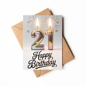 Cartão de Aniversário de 21 Anos | Cartão para Imprimir | Cartão para Menina de 21 Anos | Download de Cartão de Aniversário Exclusivo | Impressão de Cartão de Feliz Aniversário de 21 Anos