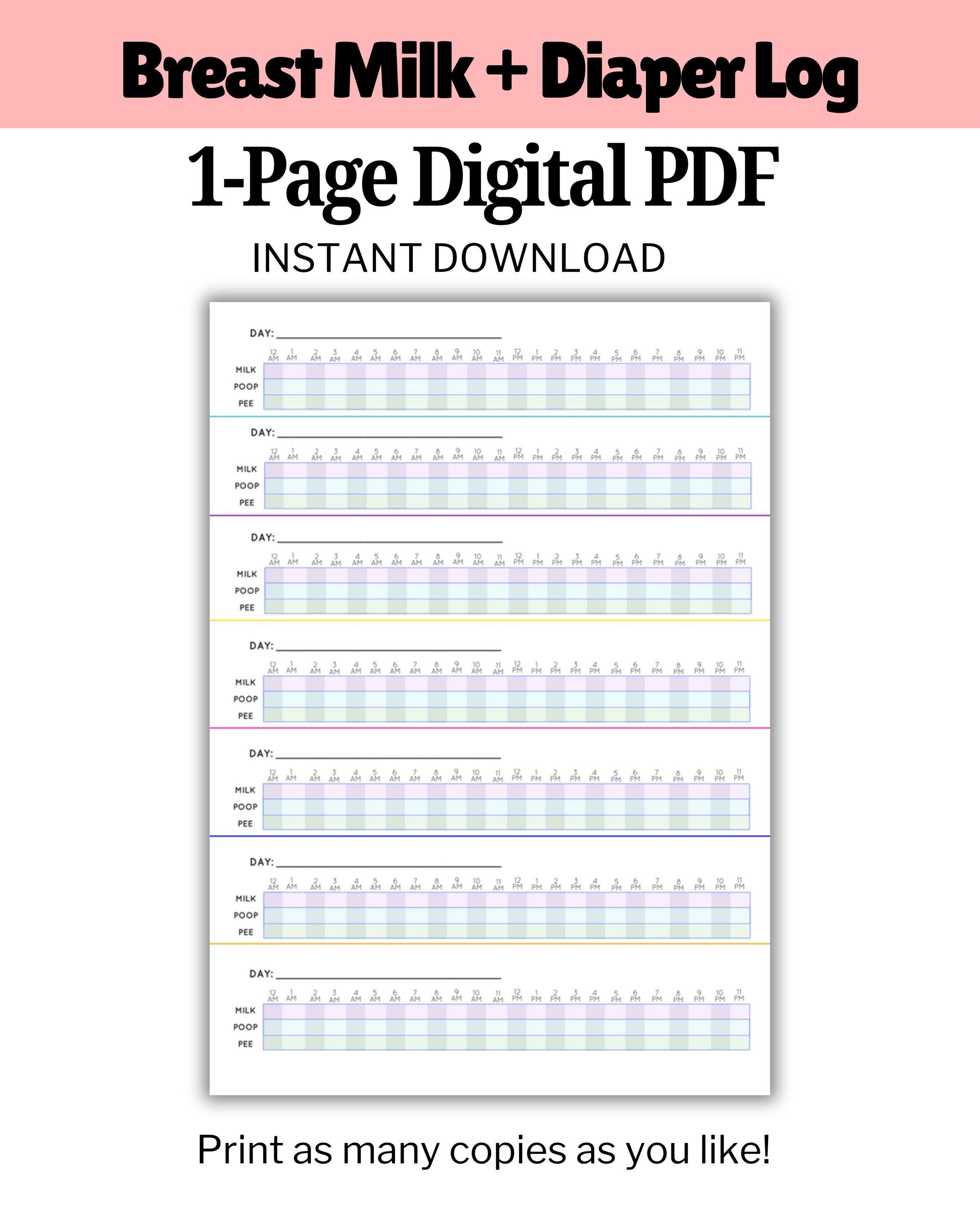 Breastfeeding Diaper Log Printable Breastfeeding Tracker Poop and Pee ...