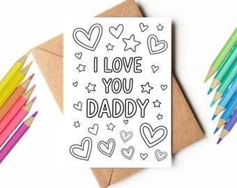 Printable Coloring Card for Papa | Color Your Own | Last Minute Gift ...