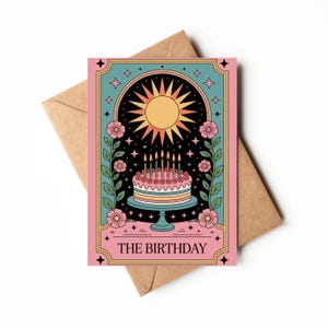 carte d'anniversaire de tarot | Carte imprimable | Carte de sorcière | Thème magique | Thème tarte | Carte d'anniversaire Tarot unique | Astrologie