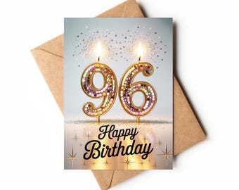 96th Birthday Card | Printable Card | Celebration Card For 96 Year Old | Unique Birthday Card | Happy 96th Birthday Card Printable