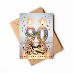 90th Birthday Card | Printable Card | Celebration Card For 90 Year Old | Unique Birthday Card | Happy 90th Birthday Card Printable