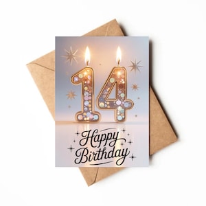 14. Geburtstagskarte | Druckbare Karte | Feier-Karte für 14 Jahre altes Mädchen | Einzigartige Geburtstagskarte | Alles Gute zum 14. Geburtstag Karte zum selbst ausdrucken