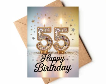 55th Birthday Card | Printable Card | Celebration Card For 55 Year Old | Unique Birthday Card | Happy 55th Birthday Card Printable