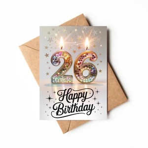 26th Birthday Card | Printable Card | Card For Twenty-Six Year Old Girl | Unique Birthday Card Digital | Happy 26th Birthday Card Print