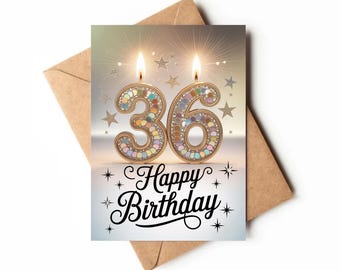 36. Geburtstagskarte | Druckbare Karte | Karte für Sechsunddreißigjährige | Einzigartige Geburtstagskarte Digital | Alles Gute zum 36. Geburtstag Karte Print