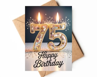Biglietto Auguri 75° Compleanno Donna – Con Dettagli In Lamina D'Oro, Elegante E Sostenibile, 15x15cm Con Busta
