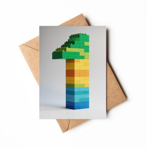 Cartão de aniversário de 1 ano da Lego | Cartão para impressão | Cartão para festa de um ano | Tema Lego | Cartão de aniversário exclusivo | Aniversário Lego