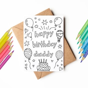 Afdrukbare kleurkaart voor papa's verjaardag | Kleur je eigen kleur | Verjaardagskaart papa | DIY-cadeau | Lastminutecadeau | Kaart direct downloaden