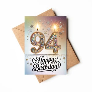 94th Birthday Card | Printable Card | Celebration Card For 94 Year Old | Unique Birthday Card | Happy 94th Birthday Card Printable