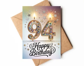 94th Birthday Card | Printable Card | Celebration Card For 94 Year Old | Unique Birthday Card | Happy 94th Birthday Card Printable