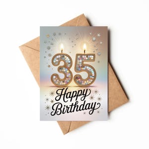 Cartão de 35º aniversário | Cartão para impressão | Cartão para pessoas de 35 anos | Cartão de aniversário digital exclusivo | Cartão de feliz aniversário de 35 anos para impressão