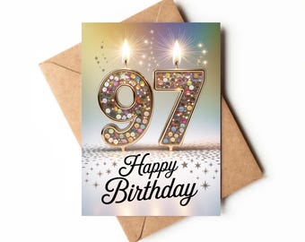 97th Birthday Card | Printable Card | Celebration Card For 97 Year Old | Unique Birthday Card | Happy 97th Birthday Card Printable
