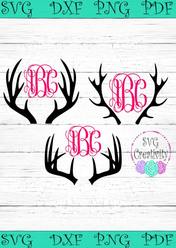 Download Deer Antler Monogram Frame Bundle Svg Deer Antler Monogram Etsy