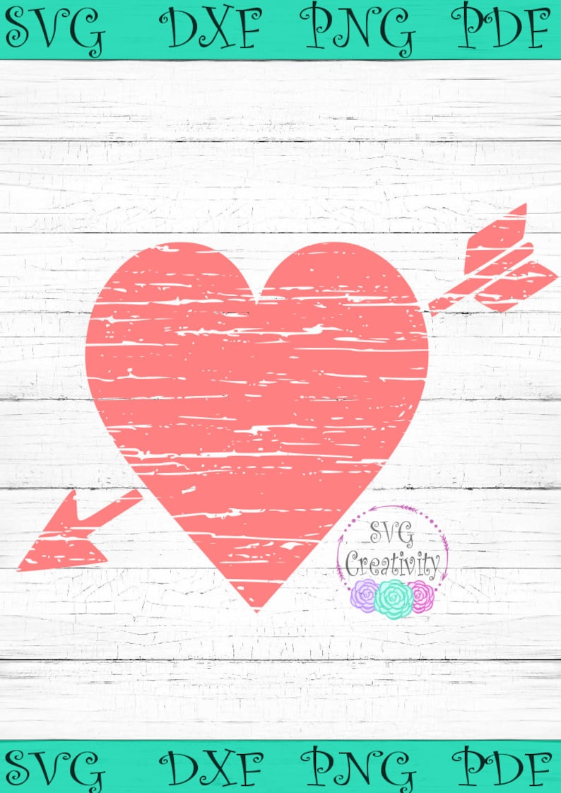 Download Distressed Heart with Arrow SVG Grunge Heart with Arrow ...