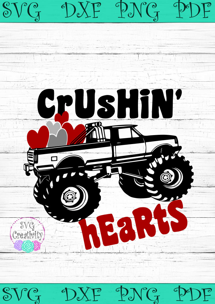 Download Crushin' Hearts Monster Truck SVG Valentines Day Monster ...