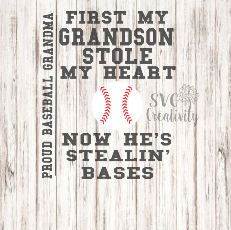 Proud Baseball Grandma SVG My Grandson Steals Bases SVG | Etsy