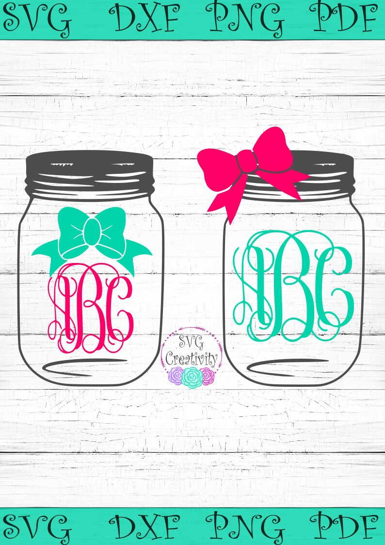 Mason Jar Monogram Frame SVG Mason Jar SVG Mason Jar | Etsy