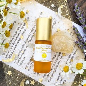 Solar Plexus Chakra Roller Bottle and Citrine Gem Stone - Chakra Healing - 3rd Chakra Healing - Solar Plexus Aromatherapy - Chakra Balancing