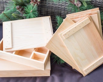 Solid pine box with compartments