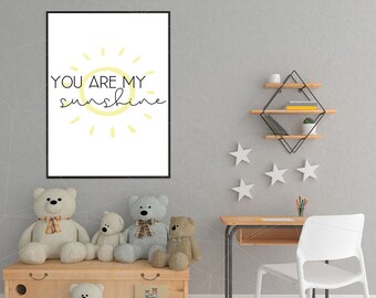 You Are My Sunshine, Minimalist Print , nursery print, couples print, romantic print, kids room decor, baby gift, positive print, quote
