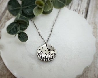 Constellation and Mountain Range Necklace - Star Necklace - Big Dipper Necklace - Big Dipper Jewelry - Pendant Necklace - Night Sky