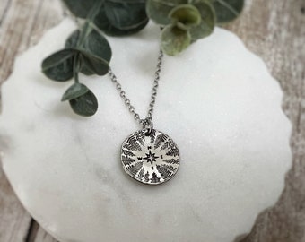 Explore Compass and Trees Necklace - Explore More - Compass Necklace - Compass Pendant - Compass Charm - Hiker Gift Women