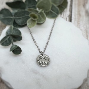 Mountain and Tree Necklace - Mountain Necklace - Mountain Pendant - Necklace - Pendant Necklace