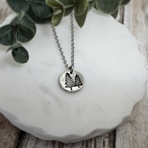 Tiny Pine Trees Necklace - Personalized Evergreen Forest Pendant - Woodland Hiking Jewelry Gift
