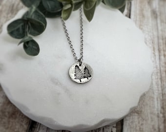 Tiny Pine Trees Necklace - Personalized Evergreen Forest Pendant - Woodland Hiking Jewelry Gift