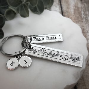 Porte-clés papa ours - cadeau d'anniversaire personnalisé pour papa - cadeau sentimental pour grand-père - porte-clés homme personnalisé