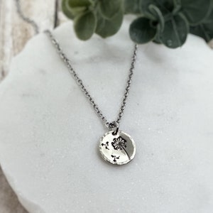 Tiny Dandelion Seed Necklace - Hand-Stamped Floral Pendant - Personalized Nature Lover Gift for Her