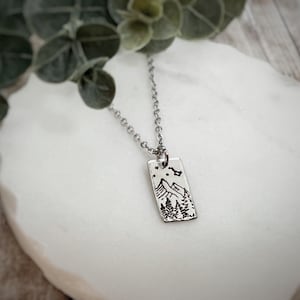 Colar retangular com montanha e Ursa Maior - Ursa Maior Ursa Menor - Colar retangular - Constelação da Ursa Maior - Joias da Ursa Maior