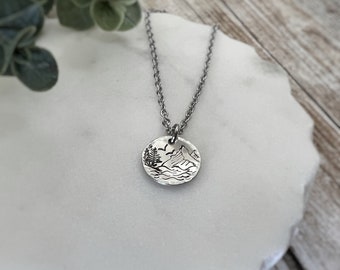 Collier eaux de montagne - pendentif forêt et eau de montagne - cadeau personnalisé - collier bord de mer - collier rivage - cadeau nature