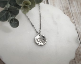 Dainty Horse Necklace for Women - Personalized Equestrian Jewelry - Custom Engraved Pendant Gift for Horse Lovers