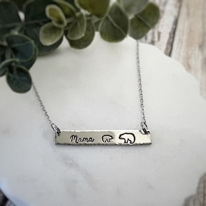 Mama And Baby Bear Bar Necklace - Mama Bear - Mama Bear Necklace - Bar Necklace - Baby Bear - Mama and Mini - Mama and Bears Necklace