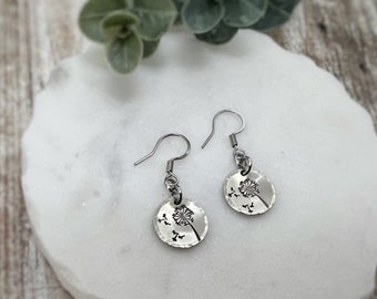 Dandelion Wish Dangle Earrings - Botanical Flower Jewelry Gift - Nature-Inspired Wildflower Drop Earrings