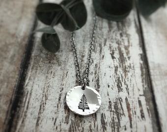 Tiny Personalized Pine Tree Necklace - Dainty Evergreen Forest Pendant - Custom Nature Jewelry Gift for Women