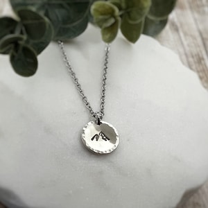 Personalized Tiny Mountain Peak Necklace - Custom Nature Wilderness Pendant - Handstamped Hiking Camping Jewelry Gift