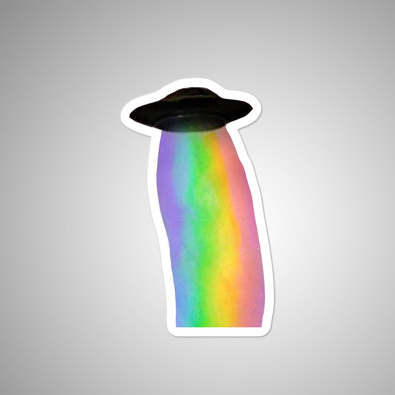 rainbow ufo sticker aesthetic sticker alien pride
