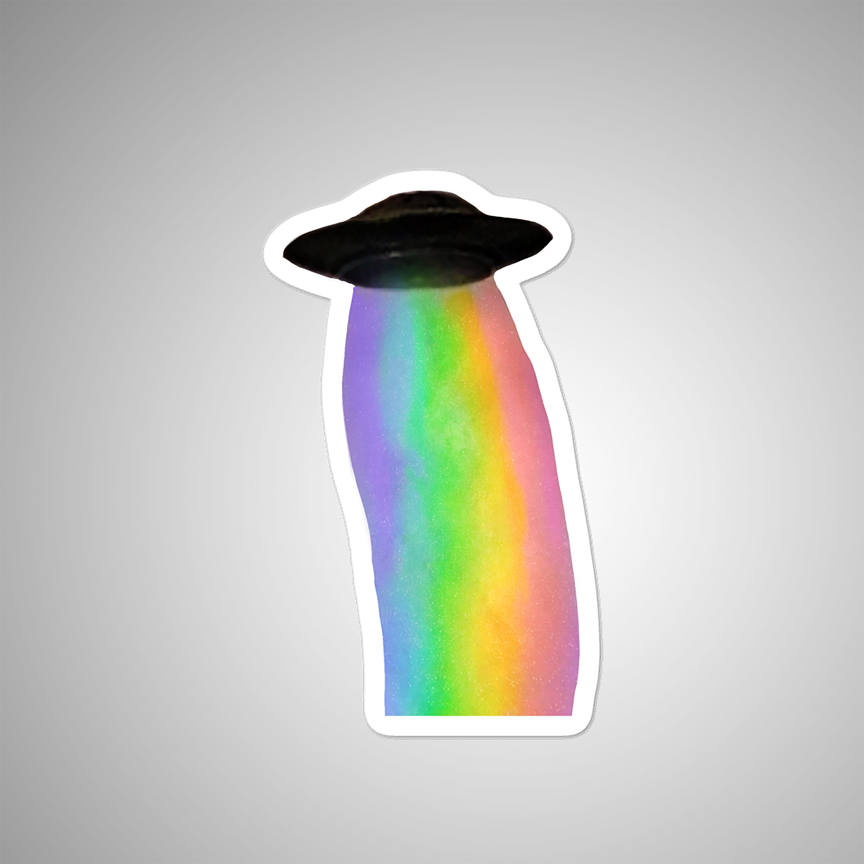 rainbow ufo sticker aesthetic sticker alien pride galaxy etsy